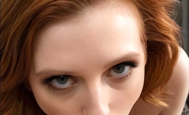 a red headed lady giving a deepthroat and sucking cock